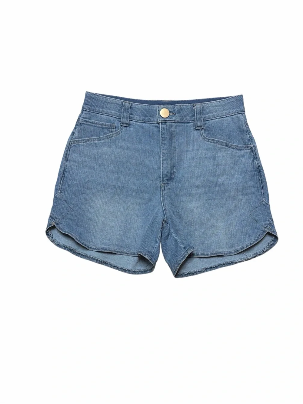 Democracy Ab Solution Jean Shorts Womens 8 Blue Light Wash Denim Mid Rise Casual